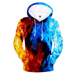 Unisex Fire Galaxy Digital Printed Plus Size Hoodie