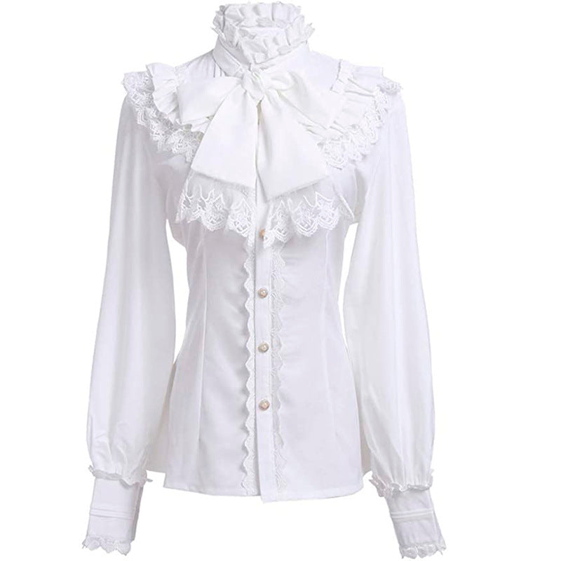 Retro Style Women's Gothic Bow-knot Long Sleeve Shirt