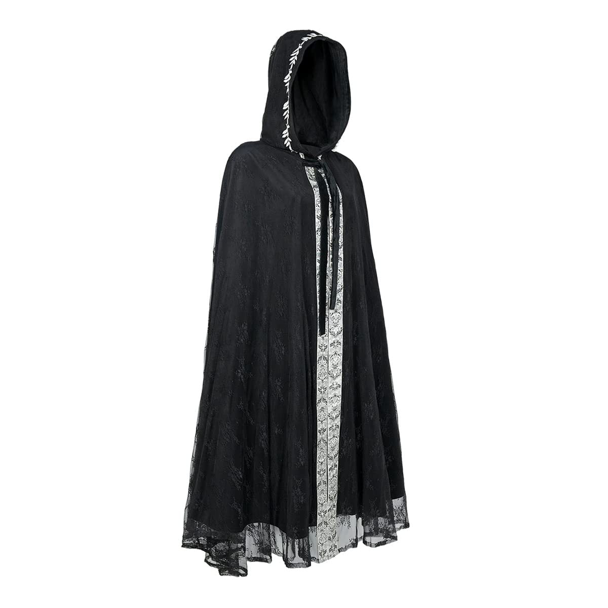 Vintage Medieval Lace Cloak Gothic Long Hooded Cape