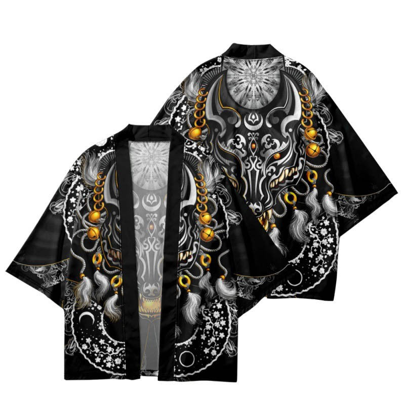 Unisex Retro Fox Graphic Ukiyo-e Style Kimono