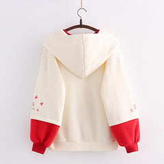 Kawaii Women's Rabbit Print Plush Thickened Hoodie