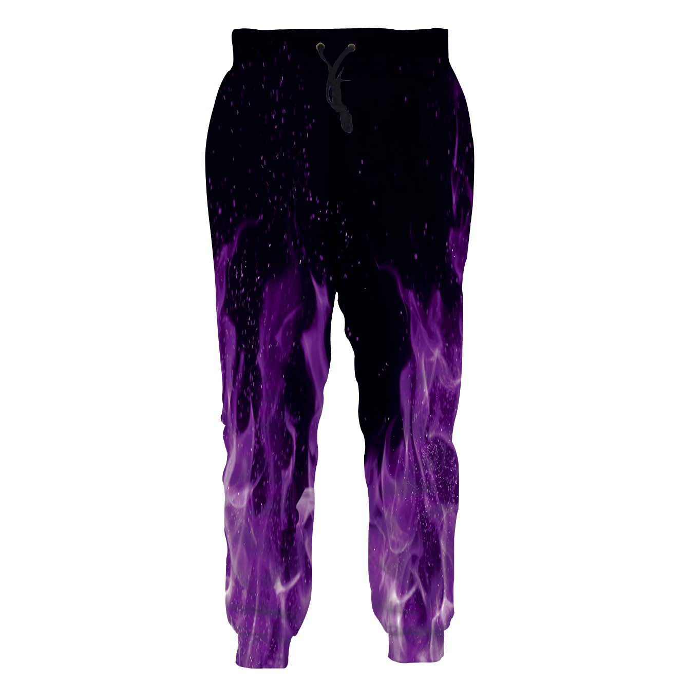 Men's Flame Smoke Digital Printed Casual Drawstring Pants