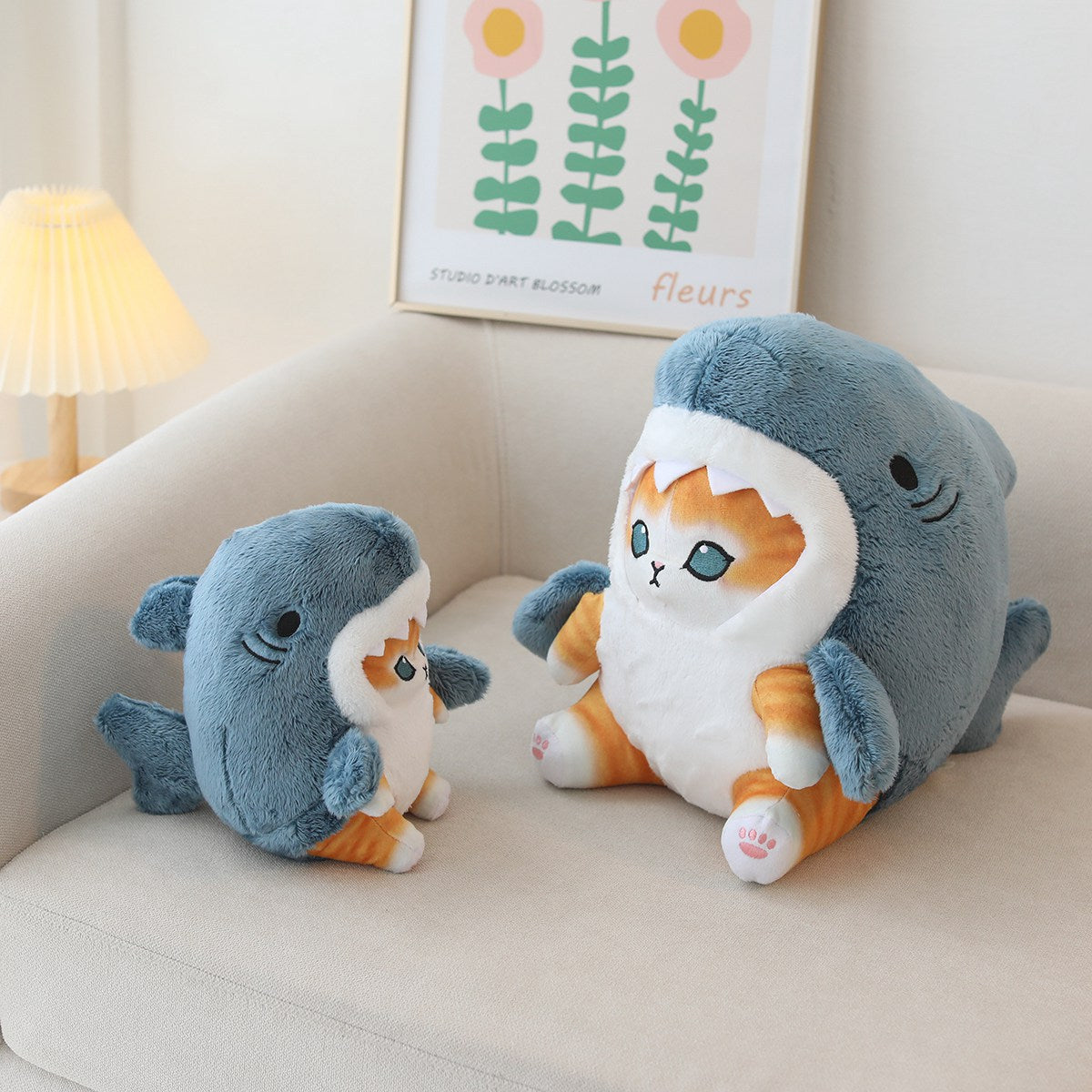 Cartoon Shark Cat Doll Plush Toy Pillow