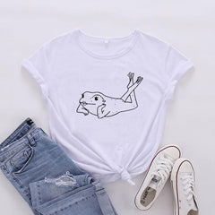 Cute and Funny Frog Pattern Women's Short Sleeved T-shirt