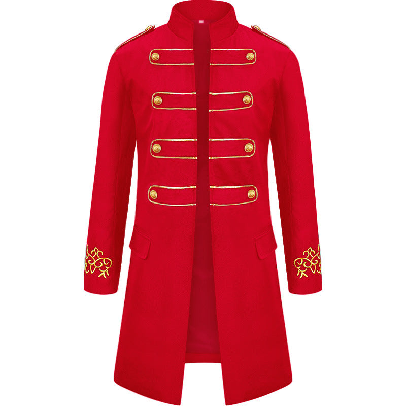 Men's Medieval Steampunk Embroidered Long Coat