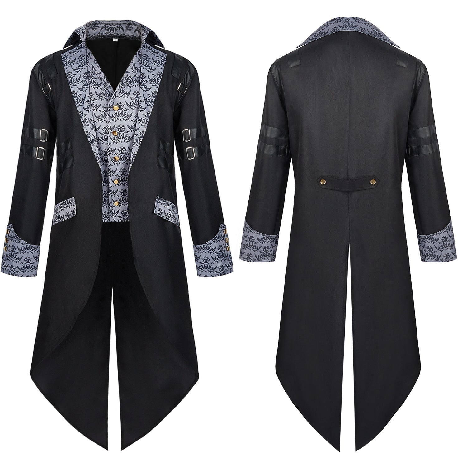 Medieval Men's Tuxedo Retro Mid-Length Steampunk Coat