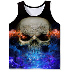 Men's Skull Digital Printed Round Neck Vest