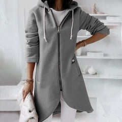 Street Style Zip Up Hooded Long Plush Coat