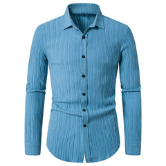 Men's Fashion Wave Pattern Long Sleeve Collar Shirt