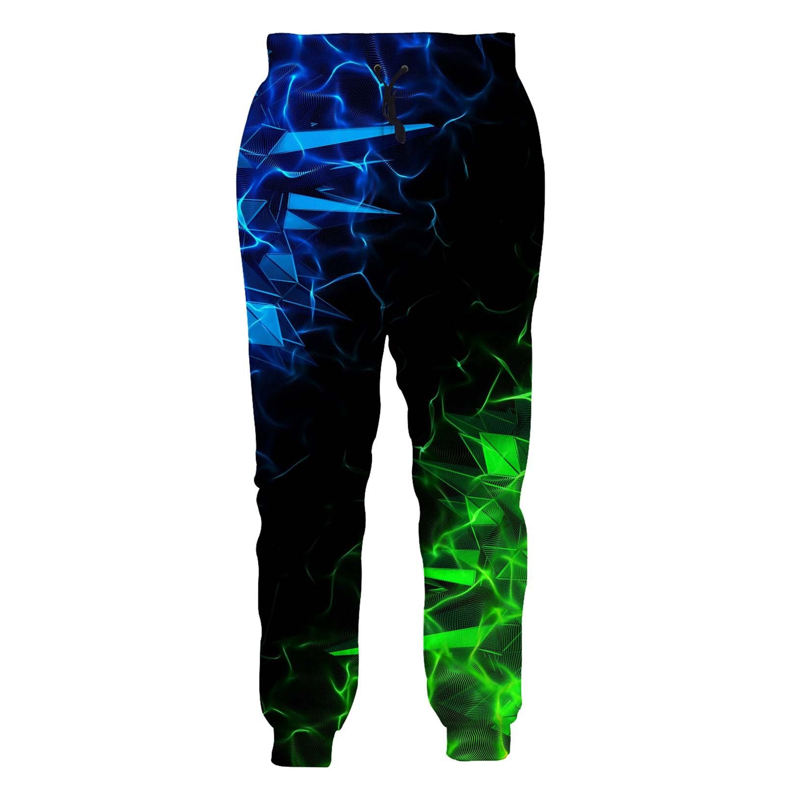 Men's Flame Smoke Digital Printed Casual Drawstring Pants