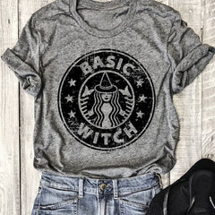 Women's Summer Basic Witch Letter Print T-shirt