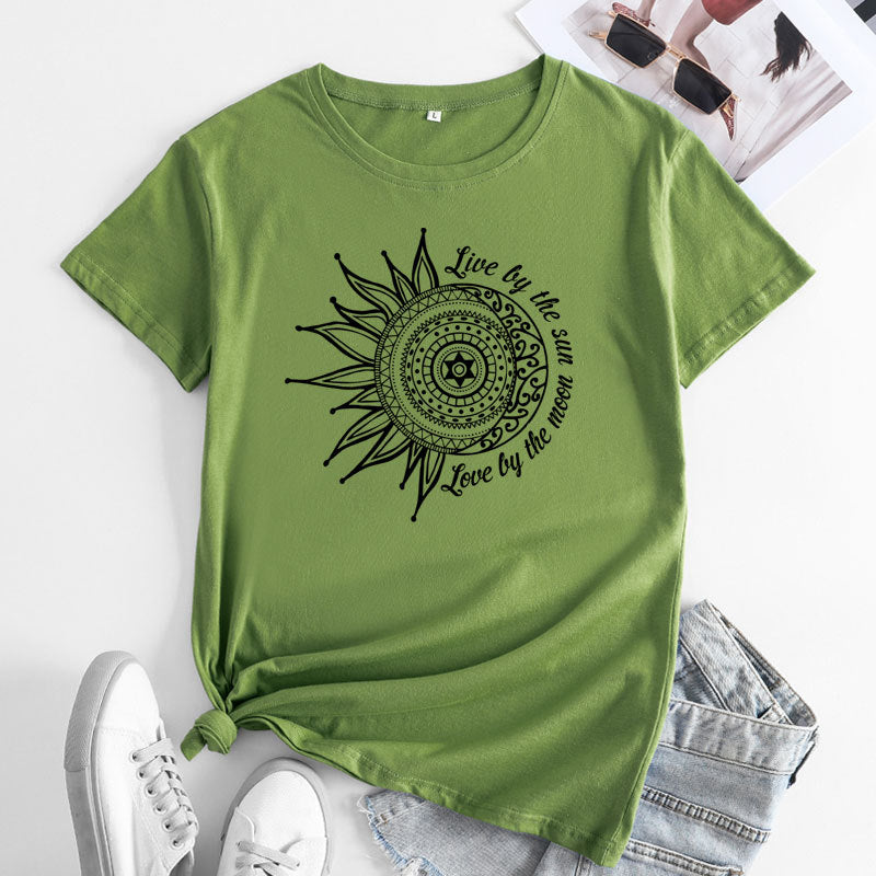 Women's Live By The Sun Letter Printed T-shirt