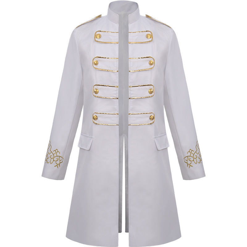 Men's Medieval Steampunk Embroidered Long Coat