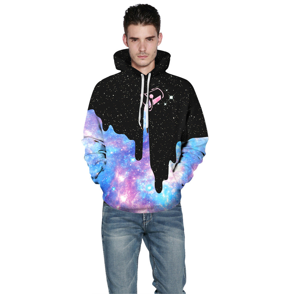 Unisex Pouring Milk Starry Sky Digital Print Hoodie