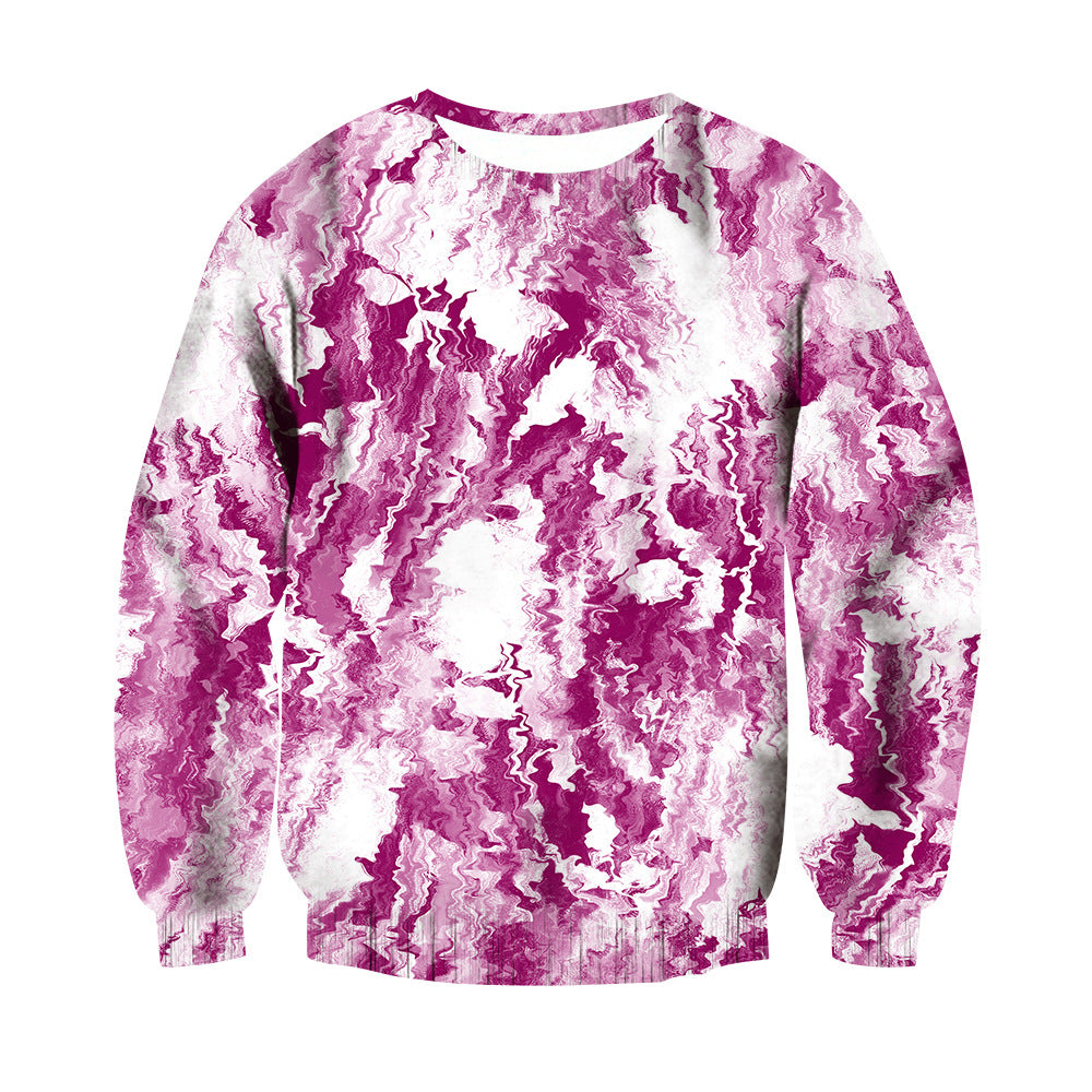 Unisex Heart Flowers Digital Printed Round Neck Sweatshirt