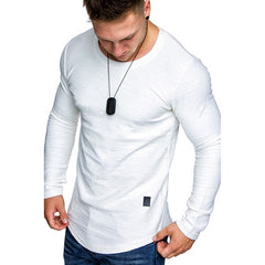 Men's Long Sleeved Sports Round Neck T-shirt