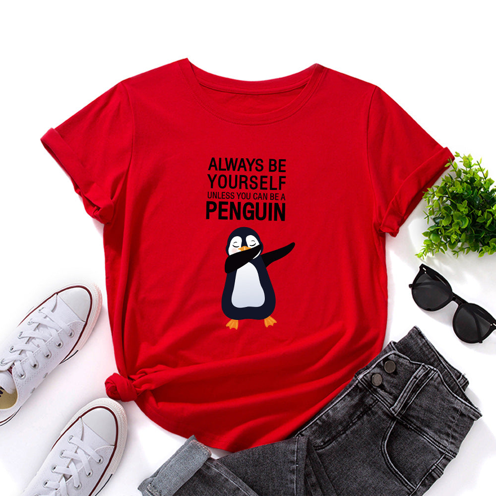 Cute Penguin Graphic Women's Crew Neck T-shirt