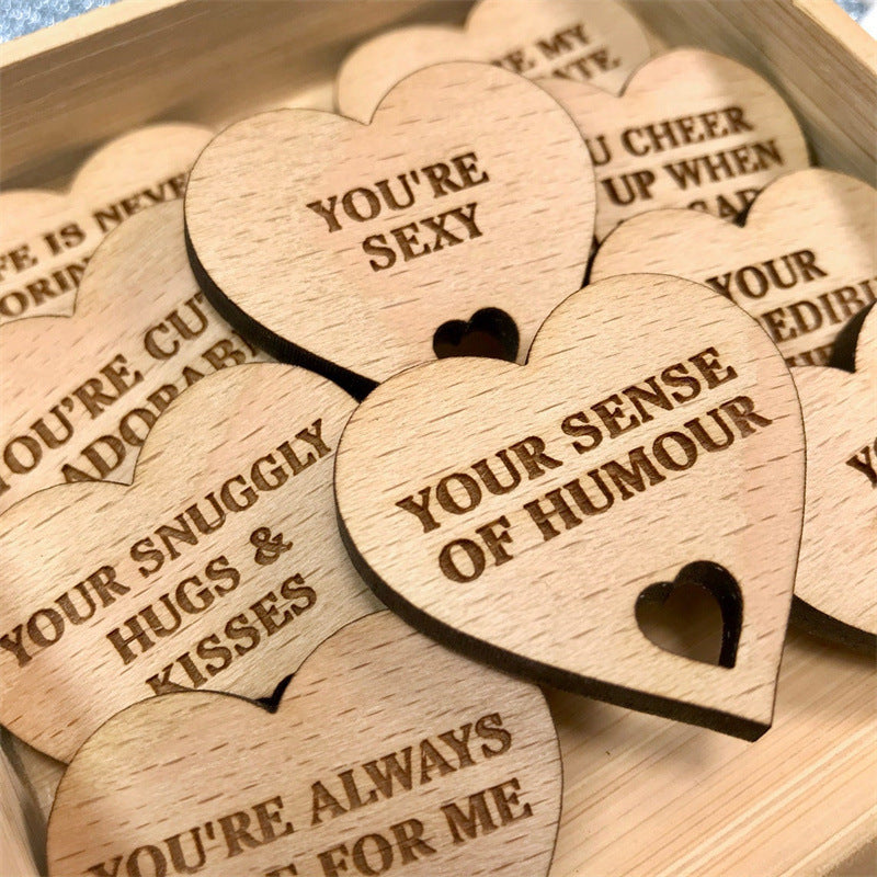 10 Reasons Why I Love You Wooden Box Wood Chips Couple's Gift