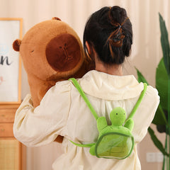 Capybara Plush Toy with Turtle Bag Pillow