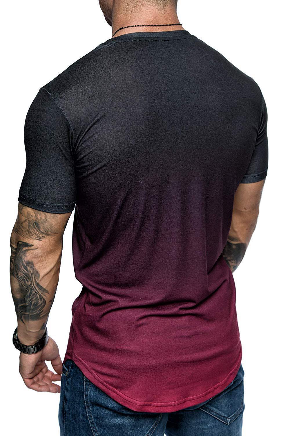 Men's Gradient Color Washed Short Sleeved T-shirt