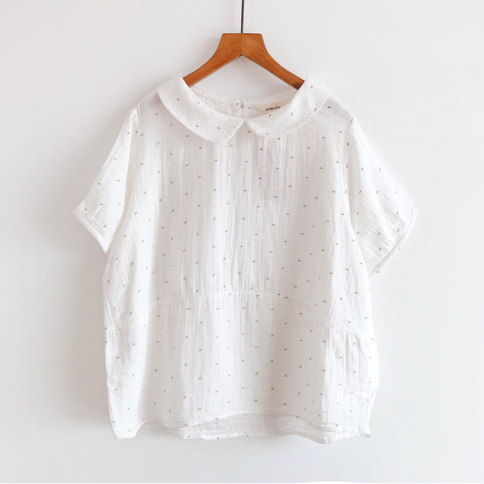 Japanese Style Doll Collar Short Sleeved Shirt