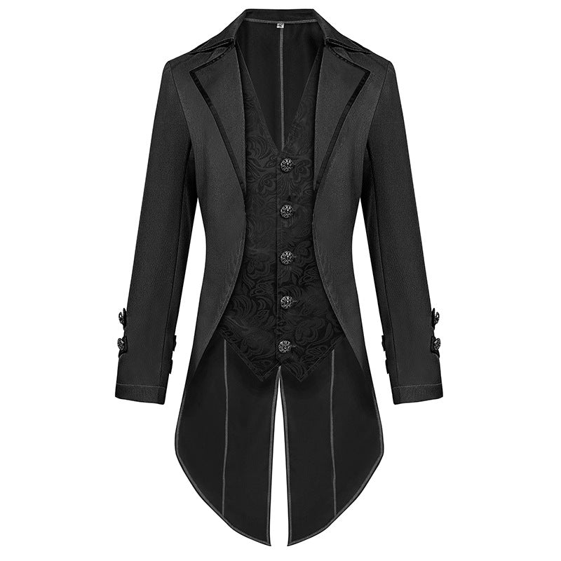 Medieval Men's Tuxedo Retro Mid-Length Steampunk Coat