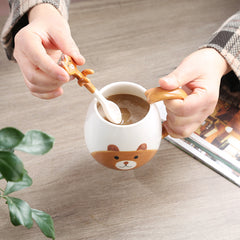 Cute Cartoon Animal Mug with Spoon Coffee Cup