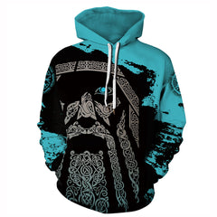 Men's Viking Style Digital Print Long-sleeved Hoodie