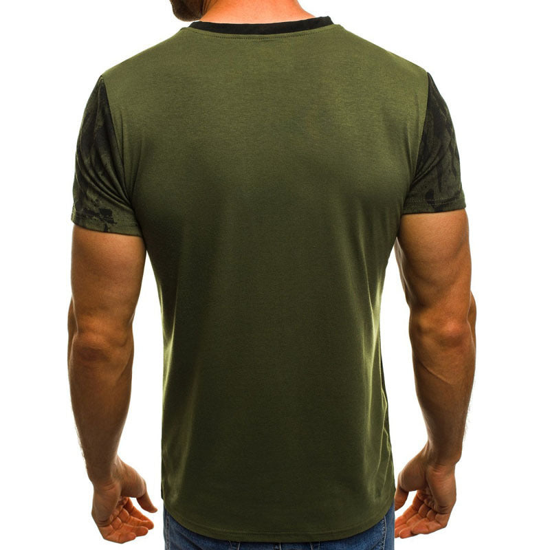 Men's Fashion Sports Fitness Camo Short Sleeved T-shirt