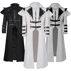 Stylish Medieval Palace Zipper Split Long Windbreaker Jacket Uniform