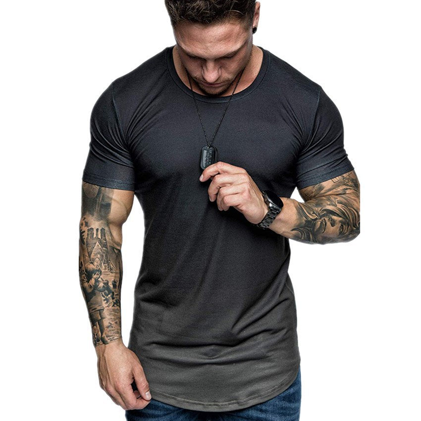 Men's Gradient Color Washed Short Sleeved T-shirt