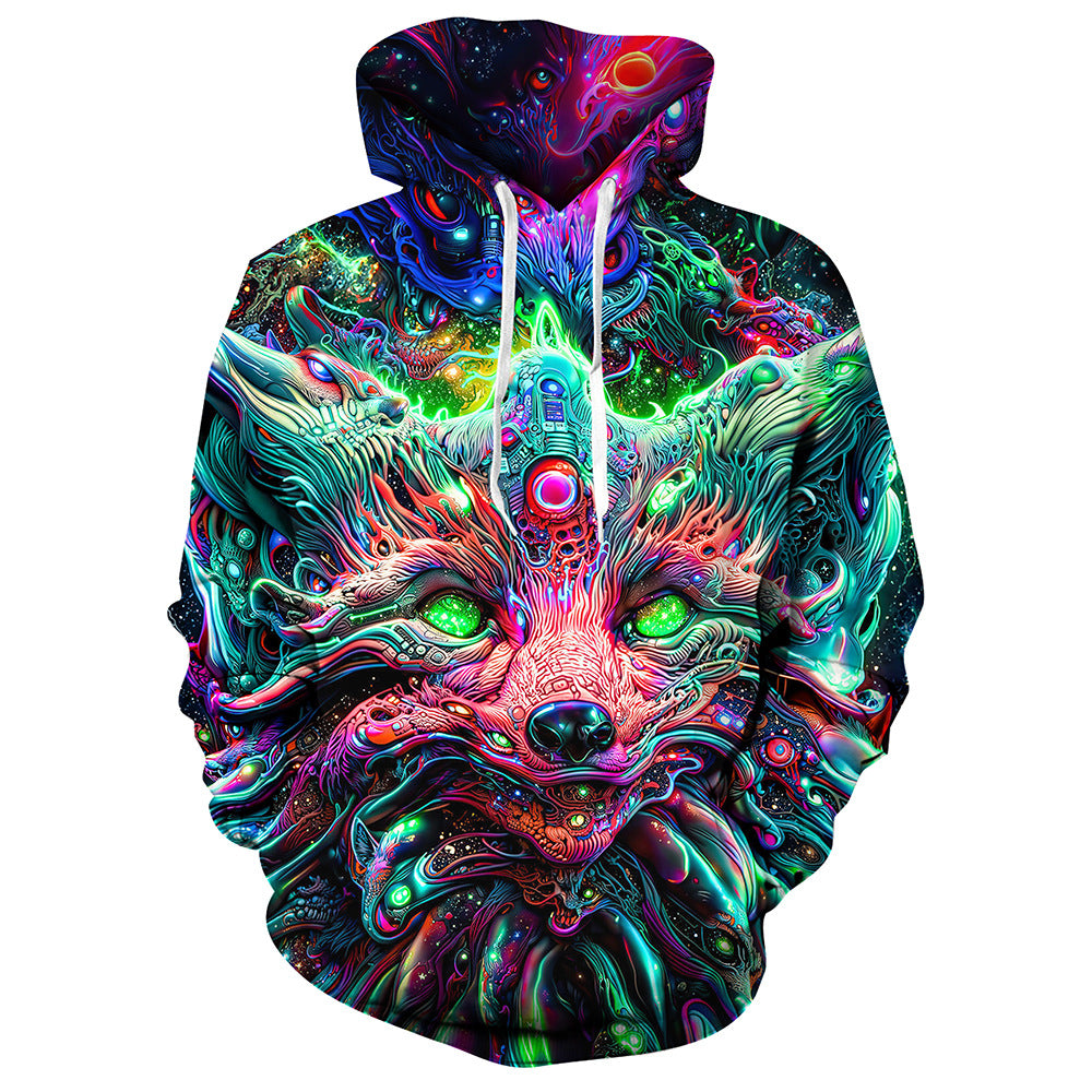 Unisex Cool Animal Digital Printed Long Sleeved Hoodie