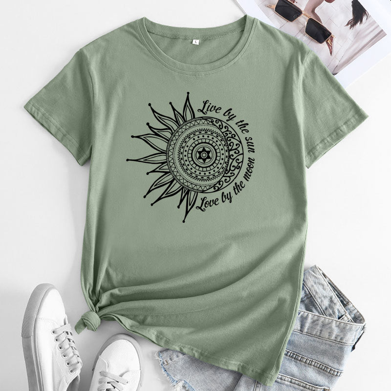 Women's Live By The Sun Letter Printed T-shirt