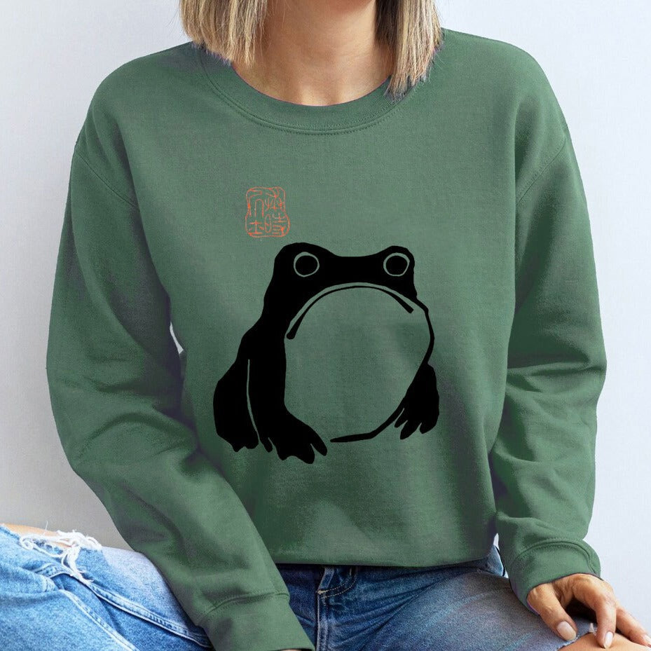 Frog Pattern Women's Crew Neck Sweatshirt