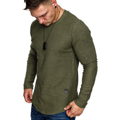 Men's Long Sleeved Sports Round Neck T-shirt