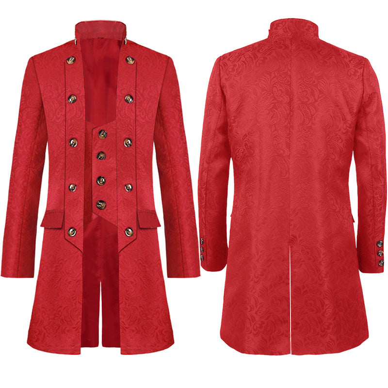 Retro Style Men's Jacquard Steampunk Uniform Coat