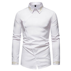 Men's Embroidery Asymmetric Long Sleeve Western Shirt