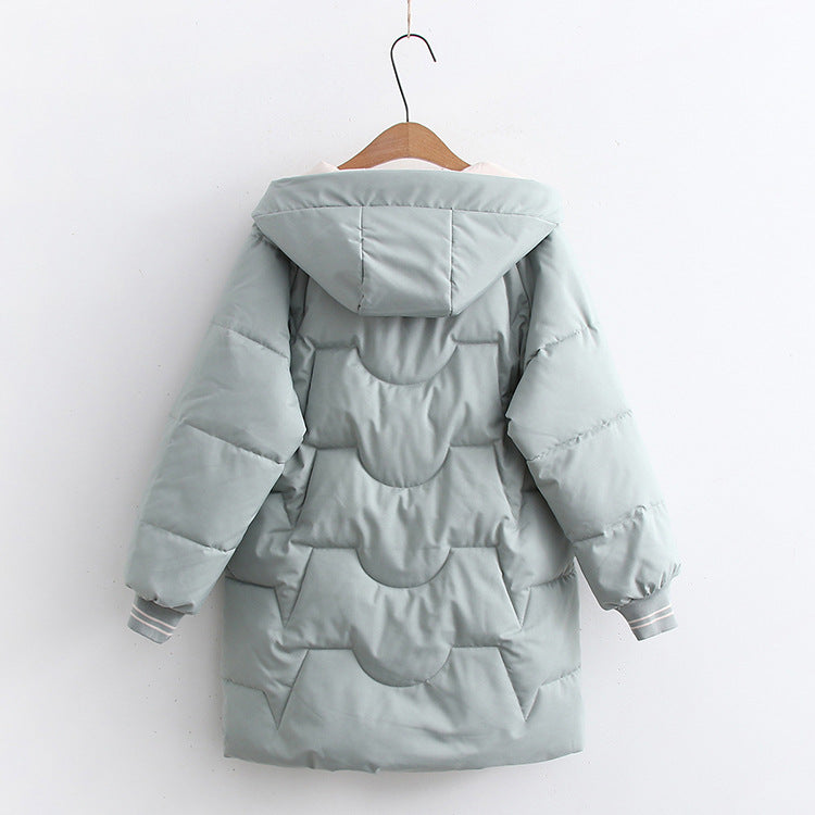 Japanese Style Long Thick Hooded Cotton-padded Coat