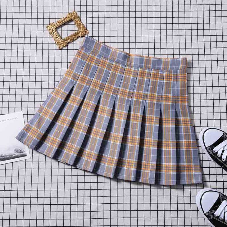 JK Style Women's Checkered High Waisted A-line Skirt