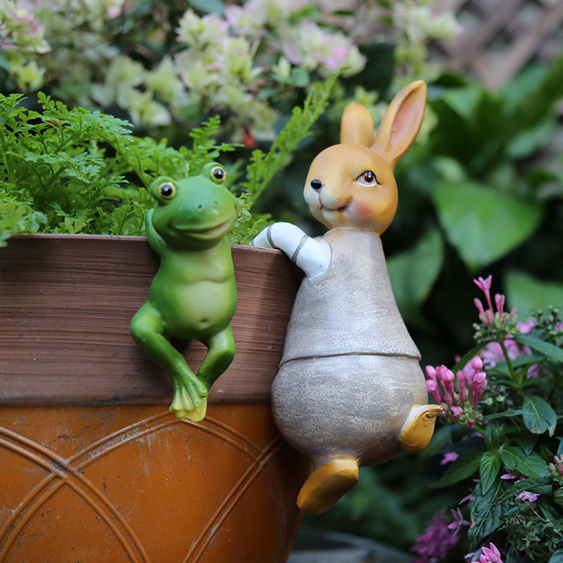 Cartoon Animal Frog Rabbit Hanging Garden Art Bonsai Decoration