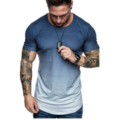 Men's Gradient Color Washed Short Sleeved T-shirt