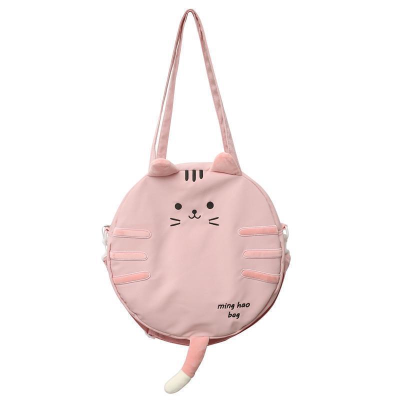 Cute Cartoon Cat Tail Shoulder Canvas Leisure Bag