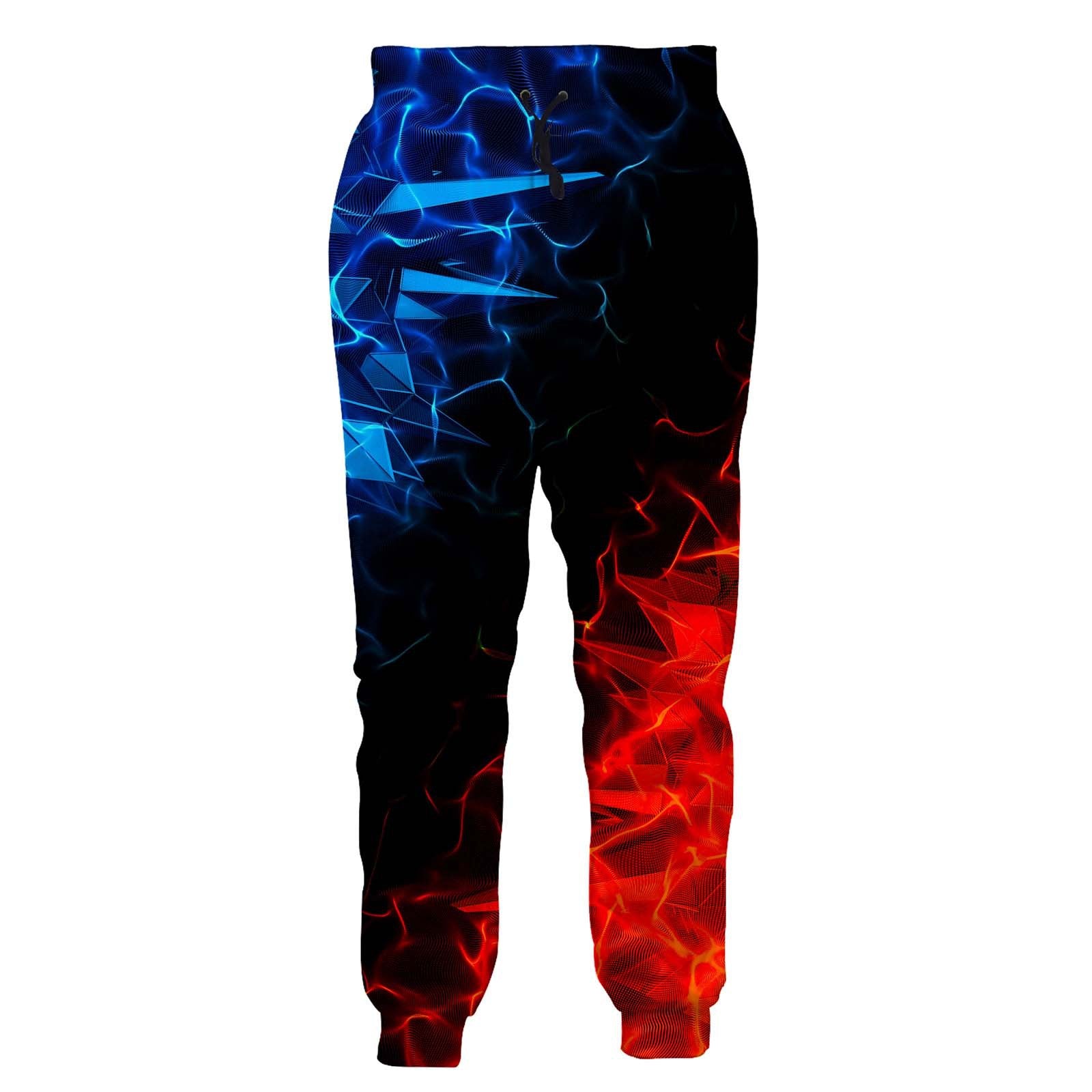 Men's Flame Smoke Digital Printed Casual Drawstring Pants