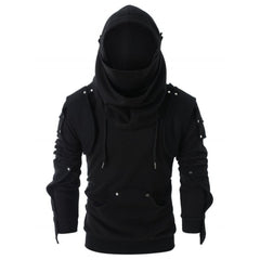 Trendy Men's Retro Masked Rivet Long Sleeve Hoodie