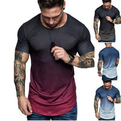 Men's Gradient Color Washed Short Sleeved T-shirt