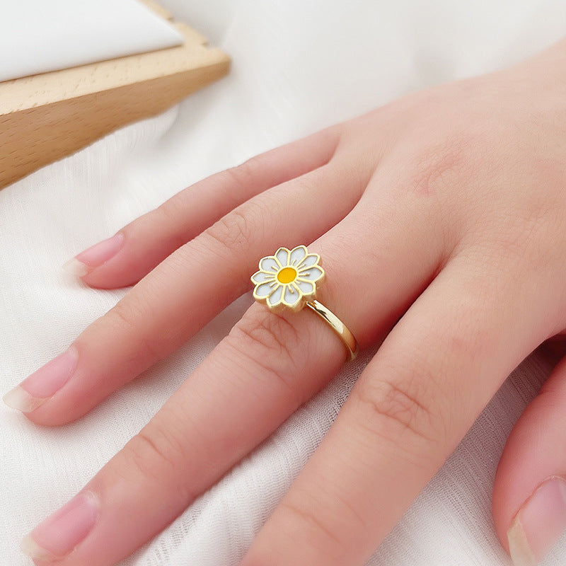 Rotating Flower Butterfly Adjustable Open Ring