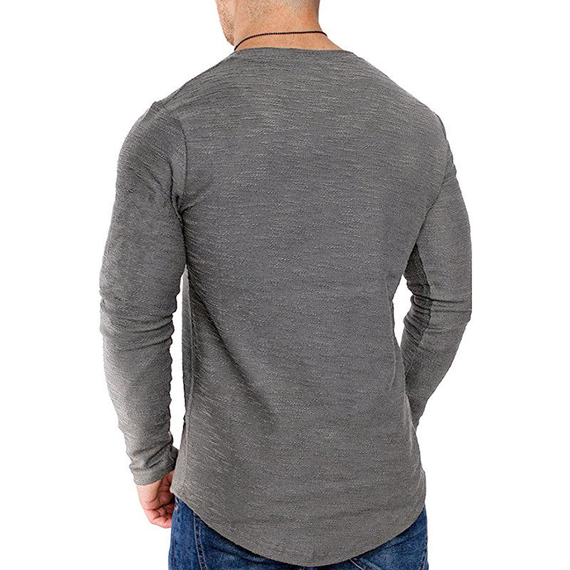 Men's Long Sleeved Sports Round Neck T-shirt