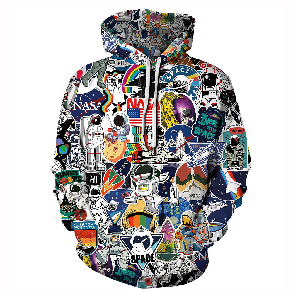 Unisex Pouring Milk Starry Sky Digital Print Hoodie