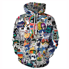 Unisex Pouring Milk Starry Sky Digital Print Hoodie