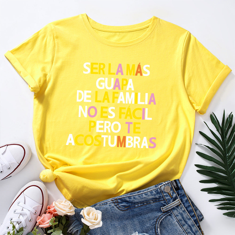 Women's Creative Letter Print Loose Short Sleeved T-shirt